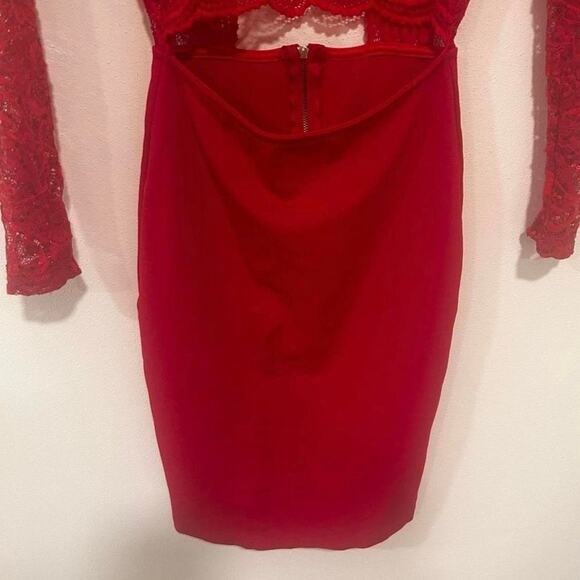 Fashion Nova Dress Red Small NWOT never worn Sexy Lace - Picture 2 of 5